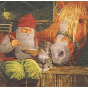 Салфетка для декупажа "Рождественский гном" бумажная, 303520, 33х33 см